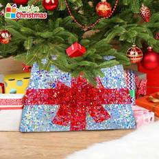 Red Christmas Tree Skirts SA Products Up Led Christmas Tree Skirt Silver Gift Box Christmas Tree Skirt