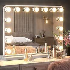 White vanity Keonjinn 10X Magnification Vanity Mirror with Replaceable LED Bulbs