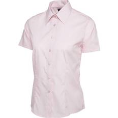 Pink - Women Shirts Uneek UC712 Ladies Poplin Half Sleeve Shirt COLOUR: Pink