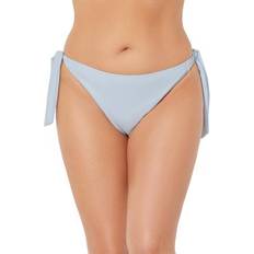 Blue Bikini Bottoms Swimsuits For All Plus Women's Elite Bikini Bottom in Ribbed Light Blue Size 22