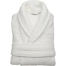 Men - White Sleepwear Linum Home Textiles Unisex Herringbone Bathrobe, White, Large/XLarge Large/XLarge