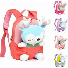 Red School Bags CN Sold by: Huanyou Co. Ltd, Cute Children School Bags Cartoon Plush Elk Kids Backpack Kindergarten Boys Girls Schoolbag，Red