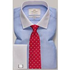 Hawes & Curtis Blue End On End Plain Classic Fit Shirt With White Collar 16.quot; collar, 36quot; sleeve