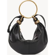 Chloé Handbags Chloé Small Bracelet Hobo bag in grained leather Black Size OneSize 100% Calf-skin leather OneSize