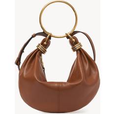 Chloé Small Bracelet Hobo bag in grained leather Brown Size OneSize 100% Calf-skin leather