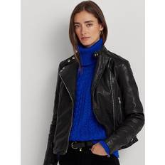 Polo Ralph Lauren Outerwear Polo Ralph Lauren Women's Tumbled Leather Moto Jacket Polo Black