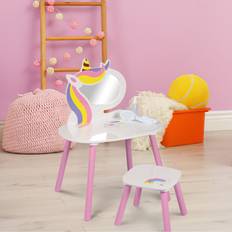 Pink Dressing Tables ASAB Wooden Unicorn Vanity With Mirror Dressing Table