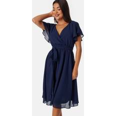 Flutter Chiffon Midi Dress Navy UK12
