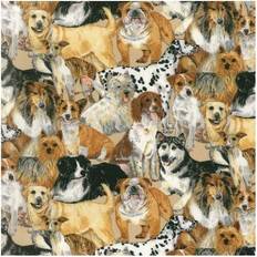 Multicoloured Fabrics Quarter Dogs Doggie Delight Fabrics Multicolour