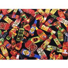 Multicoloured Fabrics Benartex Some Like It Hot Sauce Bottles Chilli Fabrics Multicolour