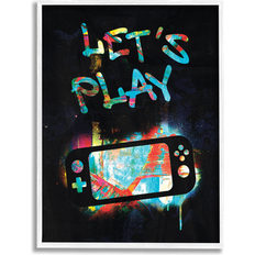 Framed Art Stupell Let's Play Video Neon Street Style Wall Barnes Framed Art