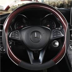 Steering Wheel Cover on sale Maxpower O SHAPE Carbon Fiber +Leather Car Wheel Cover 38CM Non-slip