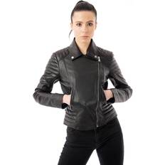 Clothing Ribbed Asymmetric Biker Jacket Black