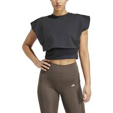 Femme - Marron Débardeurs Adidas Débardeur 3 Bandes Molleton Boxy Power - Black