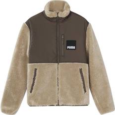Puma Bruna Ytterkläder Puma Sherpa Contrasting Colors Sports lamb's wool Stand Collar Jacket Brown BROWN