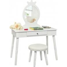 Costway Kids Vanity Makeup and Chair Set Dressing Table