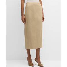 Linen Skirts Veronica Beard Kimpton Stretch-Linen Skirt Stone Khaki