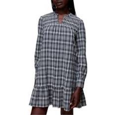 Seersucker Check Flippy Dress Navy