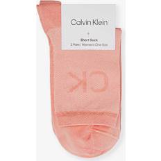 Calvin Klein Pink Socks Calvin Klein Womens Light Pink Brand-print Mid-calf Pack of two Stretch-woven Socks 1SIZE LIGHT PINK