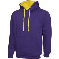 Unisex - Yellow Jumpers Uneek Contrast Hooded Sweatshirt UC507 Purple/Yellow Colour: Purple