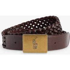 Polo Ralph Lauren Mens Brown Logo-plaque Leather Belt BROWN