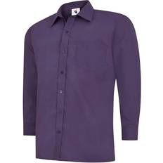 Men - Purple Shirts Uneek UC709 Poplin Full Sleeve Shirt 16.5&quot; COLOUR: Purple