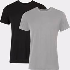 Viscose T-shirts Hanes Originals Ultimate Men's SuperSoft Crewneck T-Shirts, Black/Grey, 2-Pack Assorted