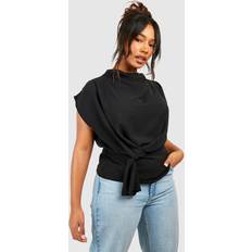 Boohoo Blouses boohoo Womens Plus Knot Cowl Neck Blouse Black