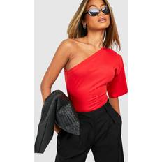 Tops boohoo Womens One Shoulder T-Shirt With Shoulder Pads Red