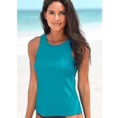 Turquoise - Women Tankinis Lascana Elasticated Underbust Tankini Top Turquoise