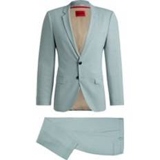 Fabric Suits HUGO Extra-slim-fit suit in patterned stretch fabric Light Blue