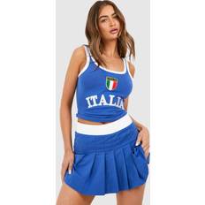 Blue - Tennis Skirts boohoo Womens Italia Set Mini Pleated Tennis Skirt Blue