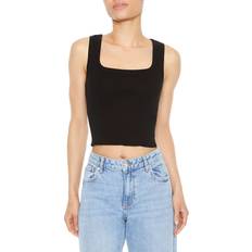 Tank Tops Forever 21 Women's Sweater-Knit Cropped Tank Top in Black