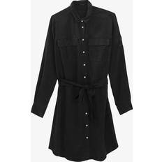 IKKS Womens Black Cargo-pocket Long-sleeved Woven Mini Dress BLACK