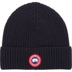Canada Goose Beanies Canada Goose Navy Logo Ribbed Wool Beanie