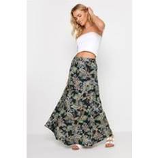 Florals Skirts PixieGirl Navy Blue Paisley Print Tiered Maxi Skirt Petite Women's Maxi Skirts