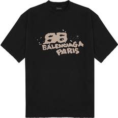 Balenciaga Tops Balenciaga Dirty Paris Printed Cotton T-shirt Black