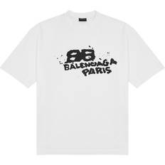 Balenciaga Tops Balenciaga Dirty Paris Printed Cotton T-shirt White And Black