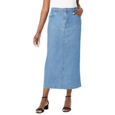 Jessica London Skirts Jessica London Plus Women's Classic Denim Midi Skirt in Light Wash Size 24 100%