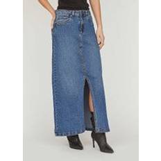 Long Skirt with High Split in Front Denim