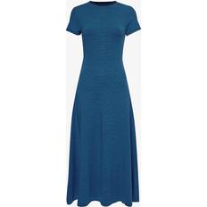 Polo Ralph Lauren Elastane/Lycra/Spandex Dresses Polo Ralph Lauren Womens Kite Blue/newport Navy Stripe-print Flared-hem Stretch-woven Blend Midi Dress