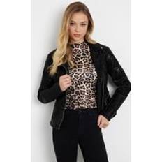 Guess Women Outerwear Guess Faux Leather Biker Jacket Black