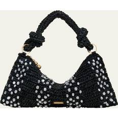 Nano Raffia Shoulder Bag - Black