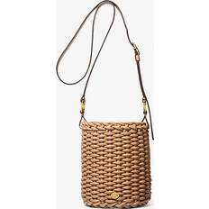 Michael Kors Black Bucket Bags Michael Kors Julie Large Woven Leather Bucket Bag Black ONE SIZE