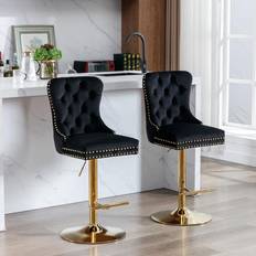 Seating Stools Simplie Fun Thick Golden Swivel Velvet Seating Stool