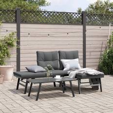 Acier Bancs de Jardin Homie Gartenbänke mit Kissen 2 Stk Schwarz Gartenbank