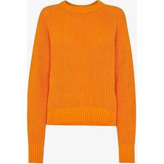 Knitted Sweaters - Orange Jumpers Whistles Ribbed Cotton Crew Neck Jumper