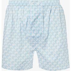 Men - Natural Men's Underwear Derek Rose Mens Blue Ledbury Graphic-print Cotton Boxer Shorts BLUE