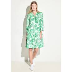 Beige - Robe portefeuille Robes Cecil Robe en mélange de lin avec imprimé - Vert