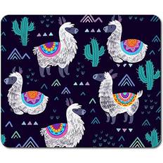 Purple Mouse Pads Destination Rectangle Mouse Mat Purple Llama Pattern Alpaca Cactus